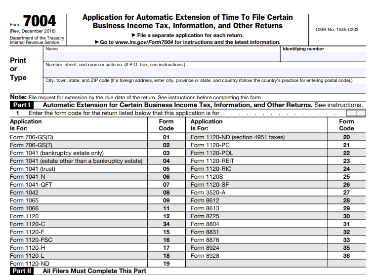 How to File an Extension Form 7004